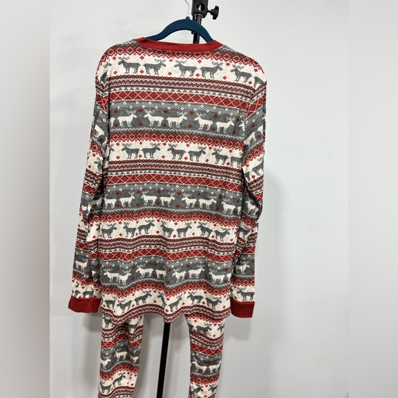 NWT Unisex Adult Matching Family Thermal Reindeer Fairisle Cotton Pajamas - Picture 8 of 9